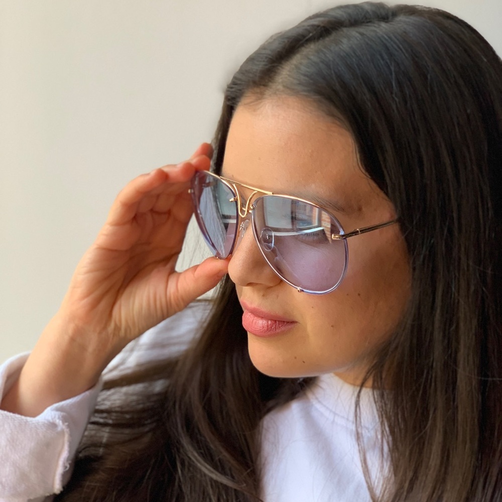 Baby blue tinted aviator sunglasses